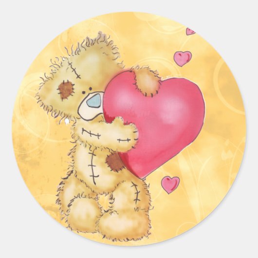 Schattige Beer met harten Ronde Sticker (Voorkant)