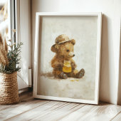 Schattige Beer met Honey Jar Illustratie Poster