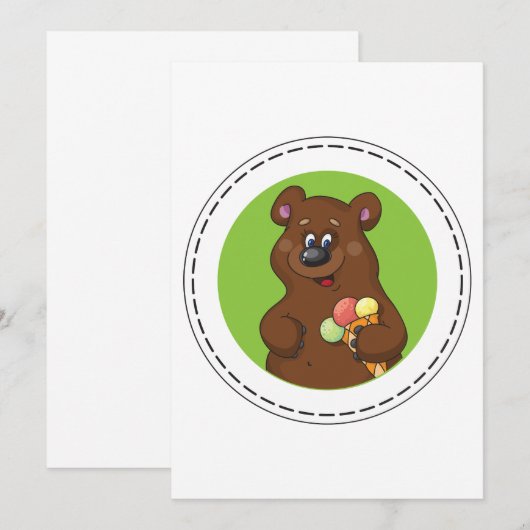 Schattige Beer met Ice Cream Cone Fun Animal Kaart (Voorkant / Achterkant)