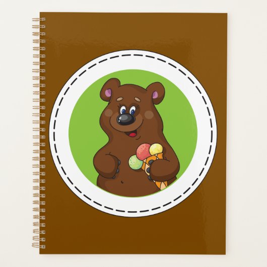 Schattige Beer met Ice Cream Cone Fun Animal Planner (Voorkant)