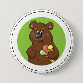 Schattige Beer met Ice Cream Cone Fun Animal Ronde Button 7,6 Cm (Voorkant)