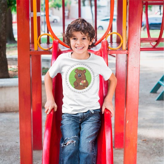 Schattige Beer met Ice Cream Cone Fun Animal T-shirt