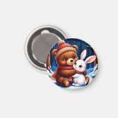 Schattige beer met konijn magneet (Voorkant / Achterkant)