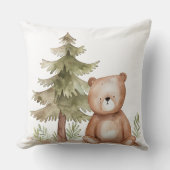 Schattige Beer met Pine Tree Kussen, Woodland Anim Kussen (Voorkant)