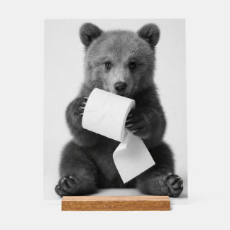 Schattige Beer met Toiletpapier Funny Minimalistis Acryl Bord