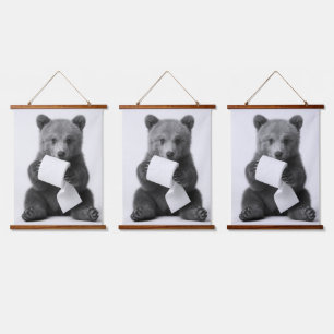 Schattige Beer met Toiletpapier Grappige Minimalis Hangend Wandkleed