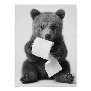 Schattige Beer met Toiletpapier Mooie Minimalist Perfect Poster