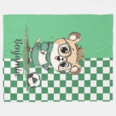 Schattige Beer met Voetbal Fleece Deken (Voorkant (Horizontaal))