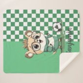 Schattige Beer met Voetbal Sherpa Deken (Voorkant (horizontaal))