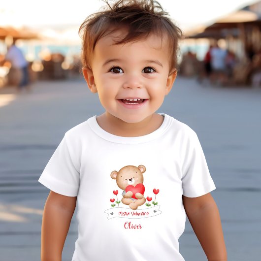 Schattige Beer Mister Valentijn Boy Gepersonalisee Kinder Shirts
