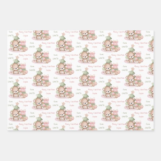 Schattige Beer Naam Kerst Verpakking Papier Bladen Inpakpapier Vel (Voorkant)