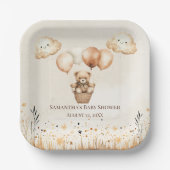 Schattige Beer Neutraal Baby shower Papieren Bordje (Voorkant)