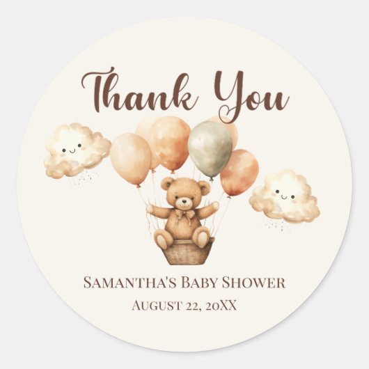 Schattige Beer Neutraal Baby shower Ronde Sticker (Voorkant)