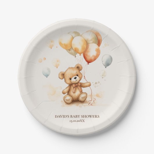 Schattige Beer neutraal Papieren Bordje (Voorkant)