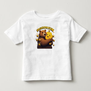 Schattige Beer Omhelst Gele Honingraat Kinder Shirts