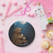 Schattige Beer over de maan Papieren Bordje (Feest)