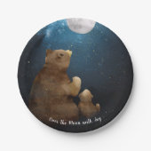 Schattige Beer over de maan Papieren Bordje (Voorkant)