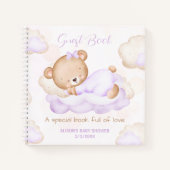 Schattige Beer Paarse Meisje Baby shower Gastenboe Notitieboek (Voorkant)