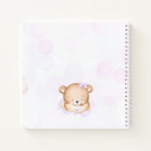 Schattige Beer Paarse Meisje Baby shower Gastenboe Notitieboek (Achterkant)
