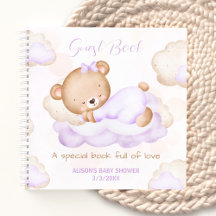 Schattige Beer Paarse Meisje Baby shower Gastenboe