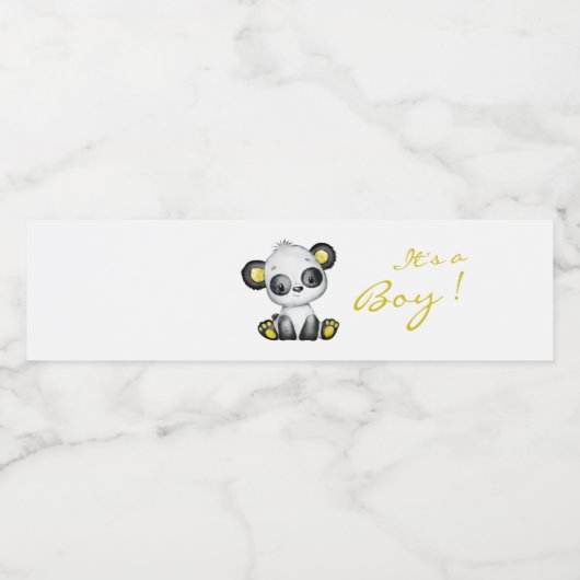 Schattige Beer Panda Baby shower Waterflesetiket Waterfles Etiket (Enkel label)