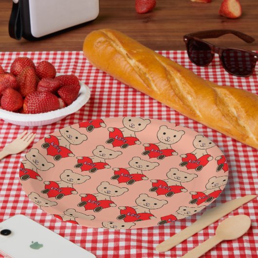 Schattige Beer Papieren Bordje (Picknick)