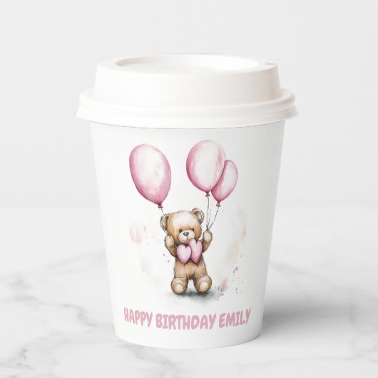 Schattige Beer pastelpapier kopjes Papieren Bekers (Voorkant)