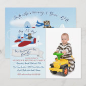 Schattige Beer piloot in het vliegtuig eerste verj Kaart (Voorkant / Achterkant)