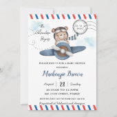 Schattige Beer Plane Adventure Begins Boy Baby sho Kaart (Voorkant)