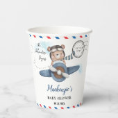 Schattige Beer Plane Adventure Begins Boy Baby sho Papieren Bekers (Achterkant)
