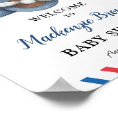 Schattige Beer Plane Adventure Begins Boy Baby sho Poster (Hoek)