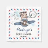 Schattige Beer Plane Adventure Begins Boy Baby sho Servet (Voorkant)