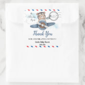 Schattige Beer Plane Adventure Begins Boy Baby sho Vierkante Sticker (Tas)