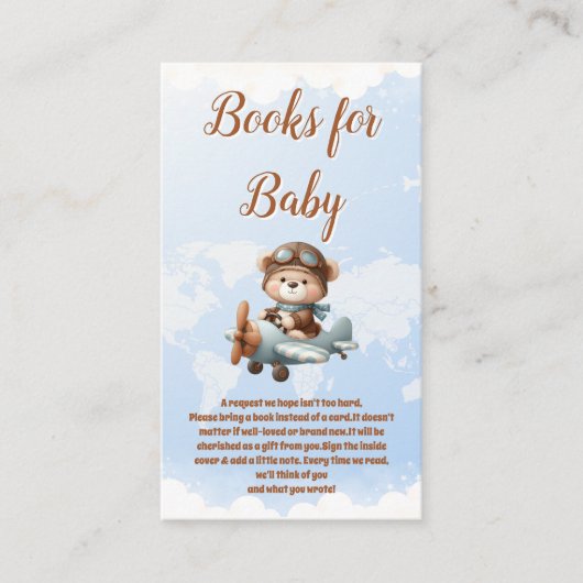 Schattige Beer Plane Adventure begint boeken voor  Informatiekaartje (Voorkant)