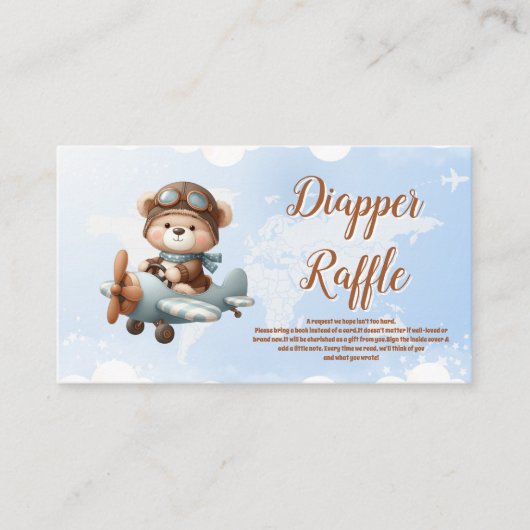 Schattige Beer Plane Adventure BegintBoeken voor B Informatiekaartje (Voorkant)