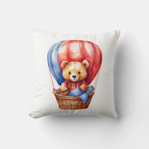 Schattige Beer rijden in een luchtballonkussen Kussen