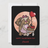 Schattige Beer Rode harten Valentijnsdag voor kind Feestdagenkaart (Voorkant)