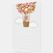 Schattige Beer, roze ballonnen, eerste verjaardag  Acryl Bord (Hoek)