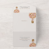 Schattige Beer, roze ballonnen, eerste verjaardag All In One Uitnodiging (Buitenkant)