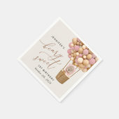 Schattige Beer, roze ballonnen, eerste verjaardag Servet (Hoek)