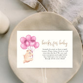 Schattige Beer Roze Balloon Baby shower Boeken voo Informatiekaartje