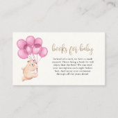 Schattige Beer Roze Balloon Baby shower Boeken voo Informatiekaartje (Voorkant)