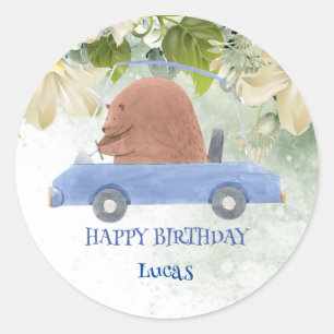 Schattige Beer Safari oerwoud Zoo Verjaardagsfeest Ronde Sticker