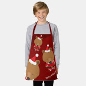 Schattige Beer Santa Bourgondië Vrolijk Kerstfeest Schort (Gedragen)