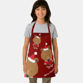 Schattige Beer Santa Bourgondië Vrolijk Kerstfeest Schort (Insitu)
