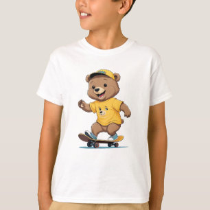 🛹💛 Schattige Beer Skateboard Design T-shirt