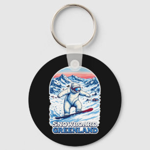 Schattige Beer snowboarden in Groenland Sleutelhanger