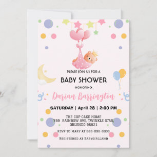 Schattige beer Star Balloon baby shower Party Boys Kaart