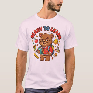 Schattige Beer Terug naar School Leren Klaslokaal T-shirt