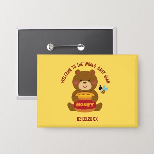Schattige Beer Theme Boy Baby shower Button (Voorkant / Achterkant)